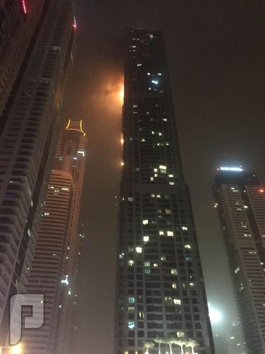حريق في اعلى برج سكني بالعالم برج تورش في #دبي (صور)