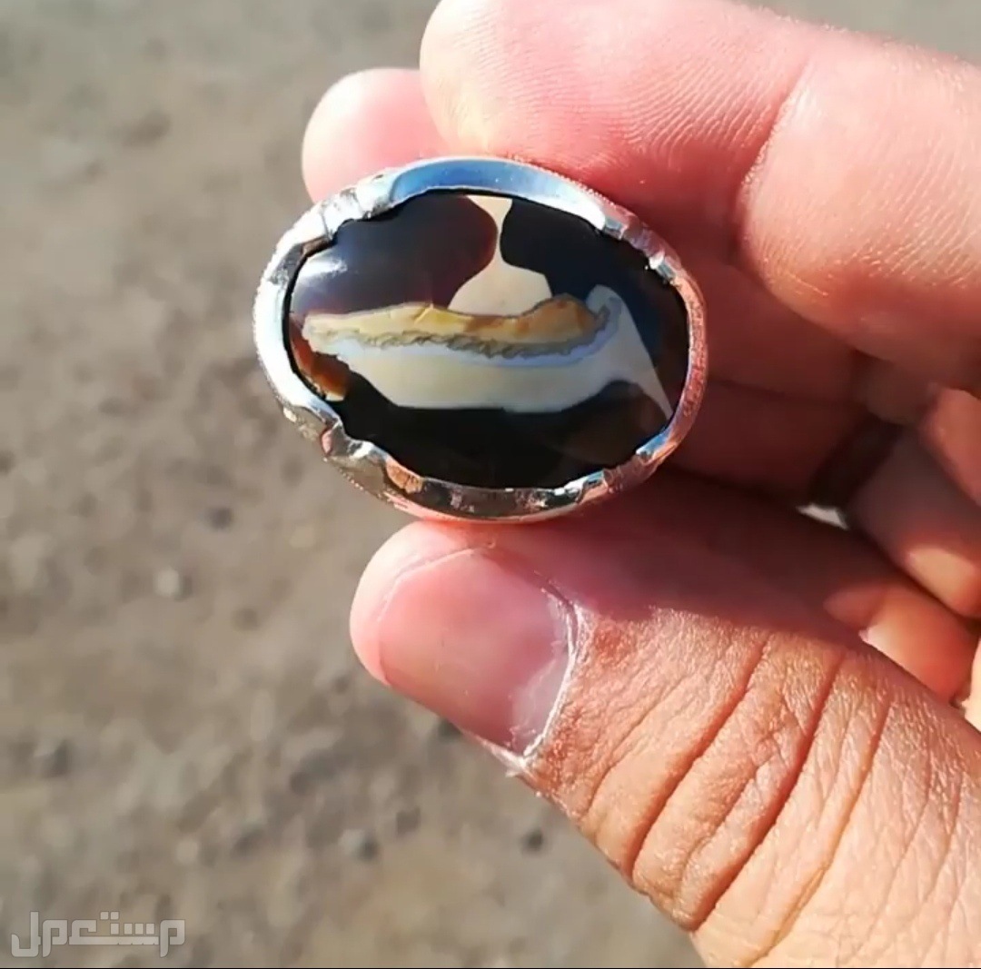 خاتم فانوس السندباد عقيق يماني طبيعي مصور