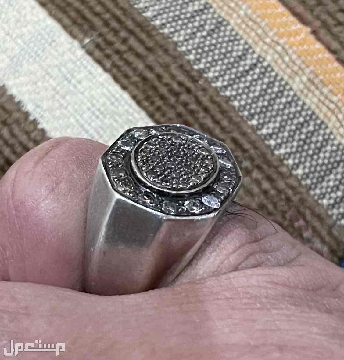 خاتم من الفضة مع الماس بلجيكي
