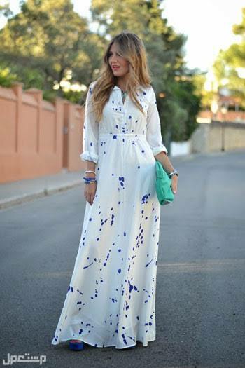 ملابس محجبات كاجوال موضة 2022 في البحرين فستان أبيض مشرق للصيف