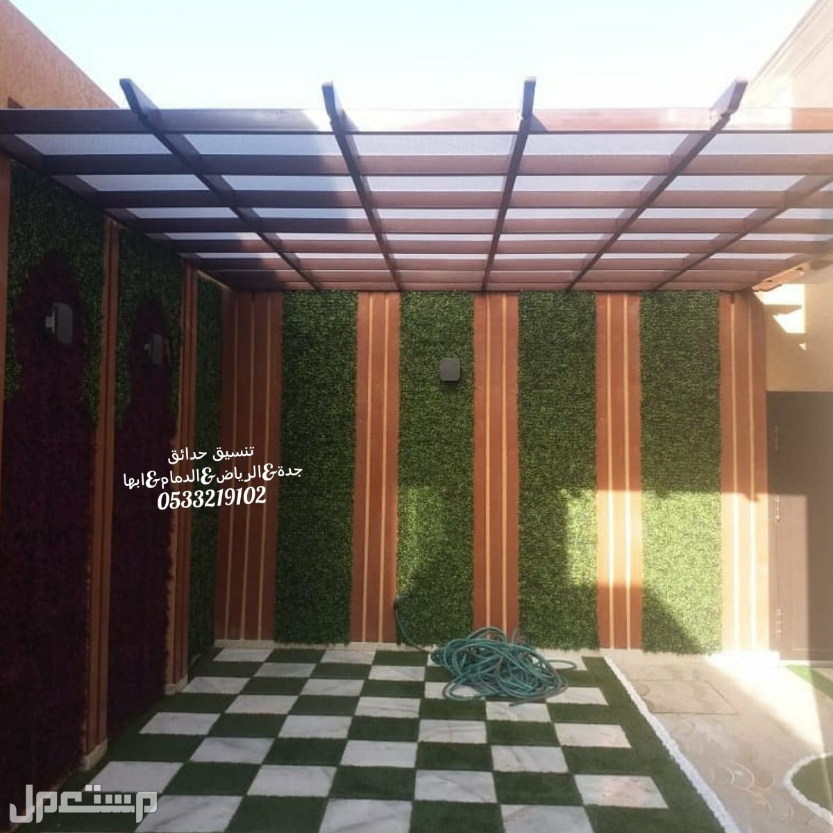 صور نوافير منزلية عشب جدارى تركيب مظلات تصميم شلالات حدائق جدة