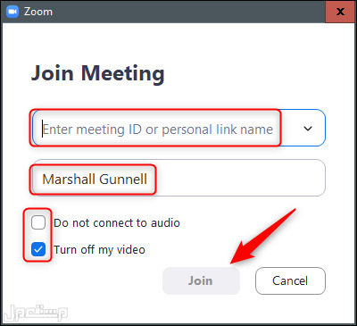 كيف تنضم الى اجتماع Zoom من خلال التطبيق الخطوة الثالثة