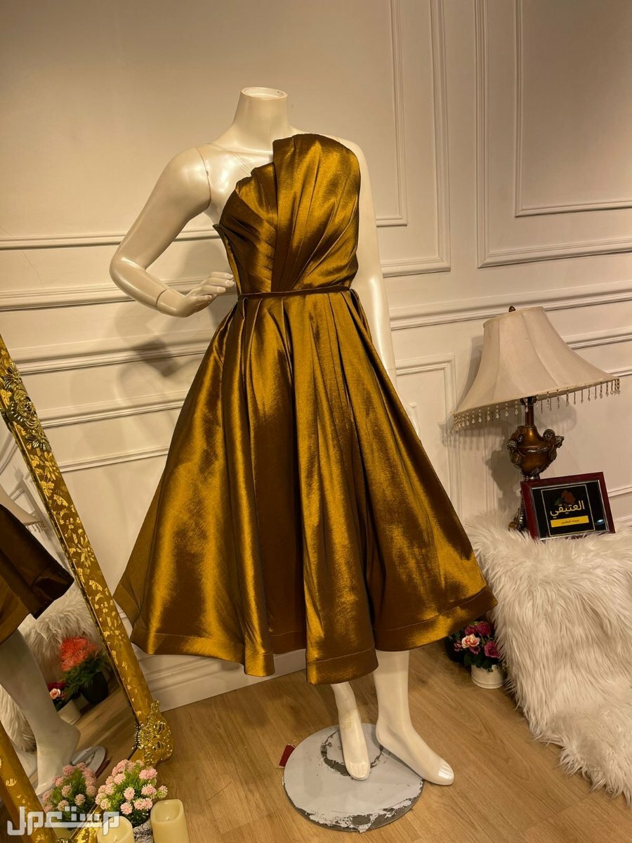 فستان الالوان بترولي داكن ذهبي فوري جده
