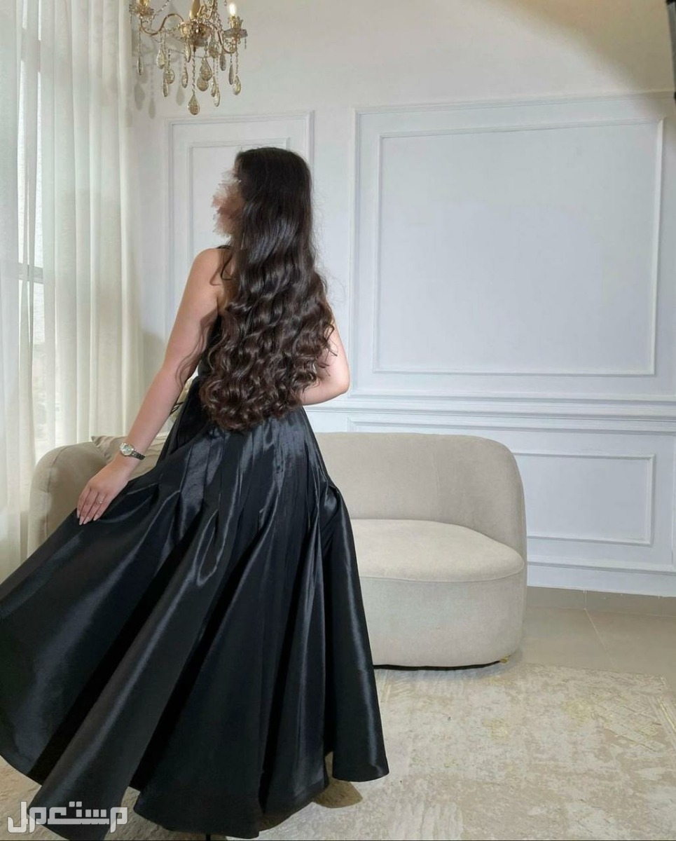 فستان سهره لون اسود مع تصميم انيق وخامة جدا ممتازة