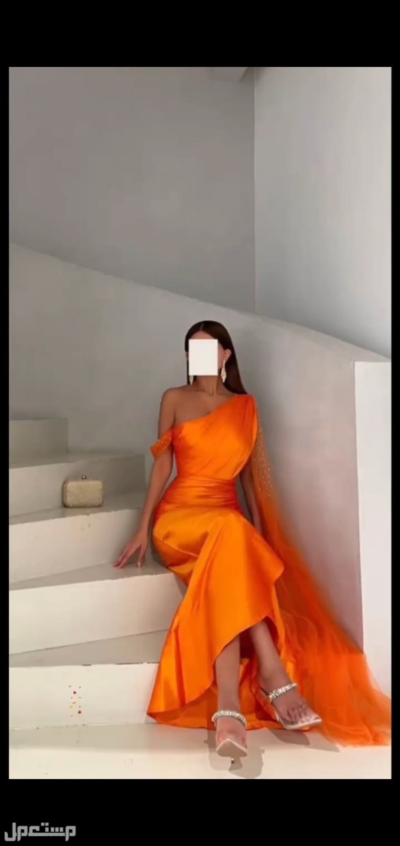 فستان سهره لون اورنج مميز تصميم اوروبي