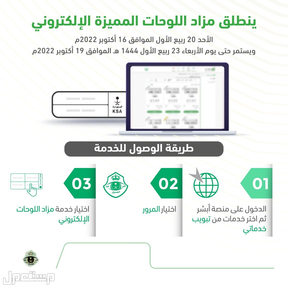 طريقة حجز موعد لحضور مزاد اللوحات الإلكتروني عبر أبشر في السعودية