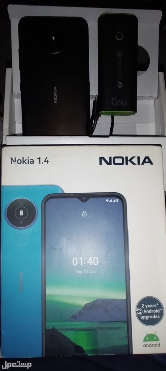 جهاز نوكيا 1.4 _بكامل الملحقات  شاشة 6.6 32G +  3GR  رام 3G الذاكره الداخلية 32G 4G بصمة بالإضافة إلى شاحن متنقل من شركة (Goui) يدعم الشحن   السعر 250 ريال