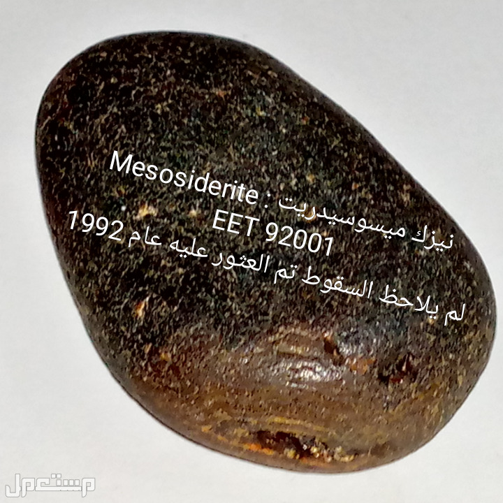 نيزك ميسوسيدريت : Mesosiderite EET 92001 لم يلاحظ السقوط تم العثور عليه عام 1992 .