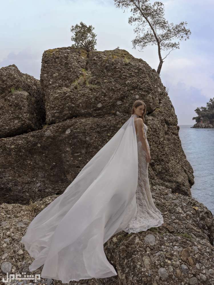 موضة فساتين زفاف 2023 في لبنان فستان ذيل طويل
