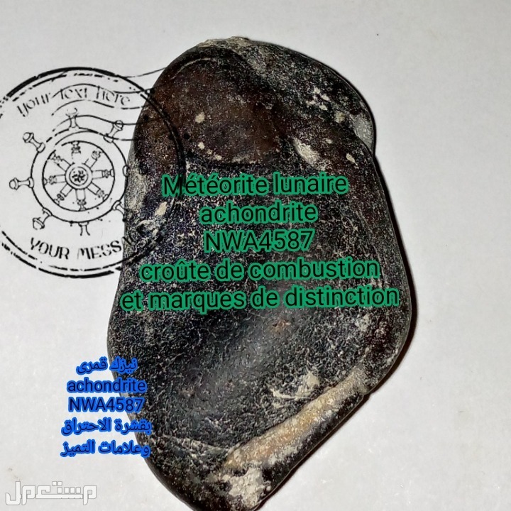 Lunar chondrite meteorite NWA4587 with burning crust and distinction marks Lunar chondrite meteorite NWA4587 with burning crust and distinction marks