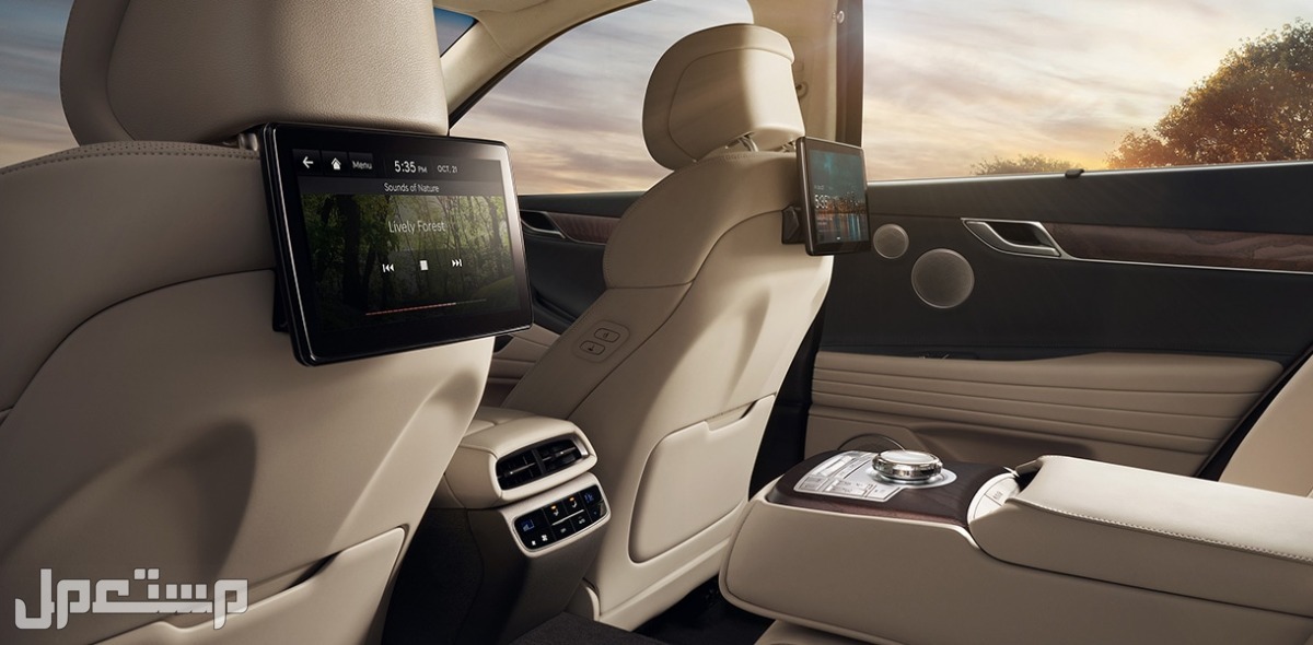 سيارة جينيسيس جي 80 بريستيج 3.5L Genesis G80 Prestige 2023 مواصفات وصور واسعار شاشة لمس خلف المقاعد سيارة جينيسيس جي 80 Genesis G80 2023