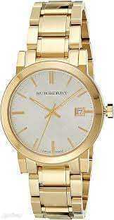 مواصفات وأسعار ساعات بربري ميناء ساعة  Burberry Watch, Men’s Swiss Gold Ion-Plated Stainless BU9003