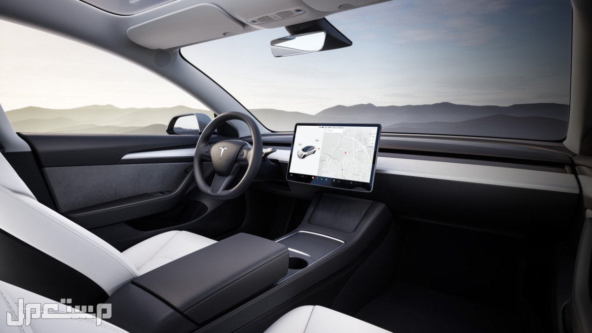 سيارة تسلا  Tesla Model 3 Performance AWD 2023 مواصفات وصور واسعار مقصورة القيادة سيارة تسلا  Tesla Model 3 2023