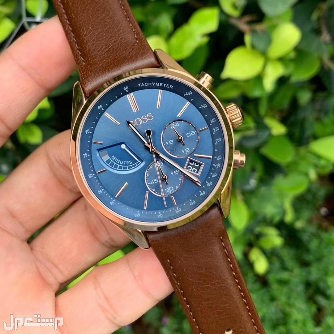 أفضل ساعات بوس Boss الأكثر مبيعا هذا العام وأسعارها في اليَمَن 1513604-hugo-boss-watch-men-blue-dial-leather-brown-strap-quartz-analog-chronogr