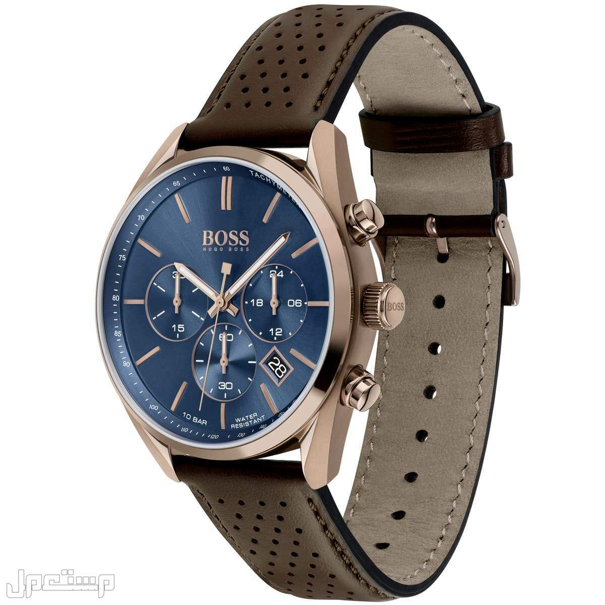 أفضل ساعات بوس Boss الأكثر مبيعا هذا العام وأسعارها ساع 1513817-hugo-boss-watch-men-blue-dial-leather-brown-strap-quartz-analog-chro