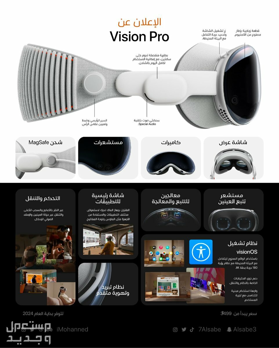 نظارة ابل الجديدة كمبيوتر قابل للإرتداء هذه مواصفاتها في الإمارات العربية المتحدة