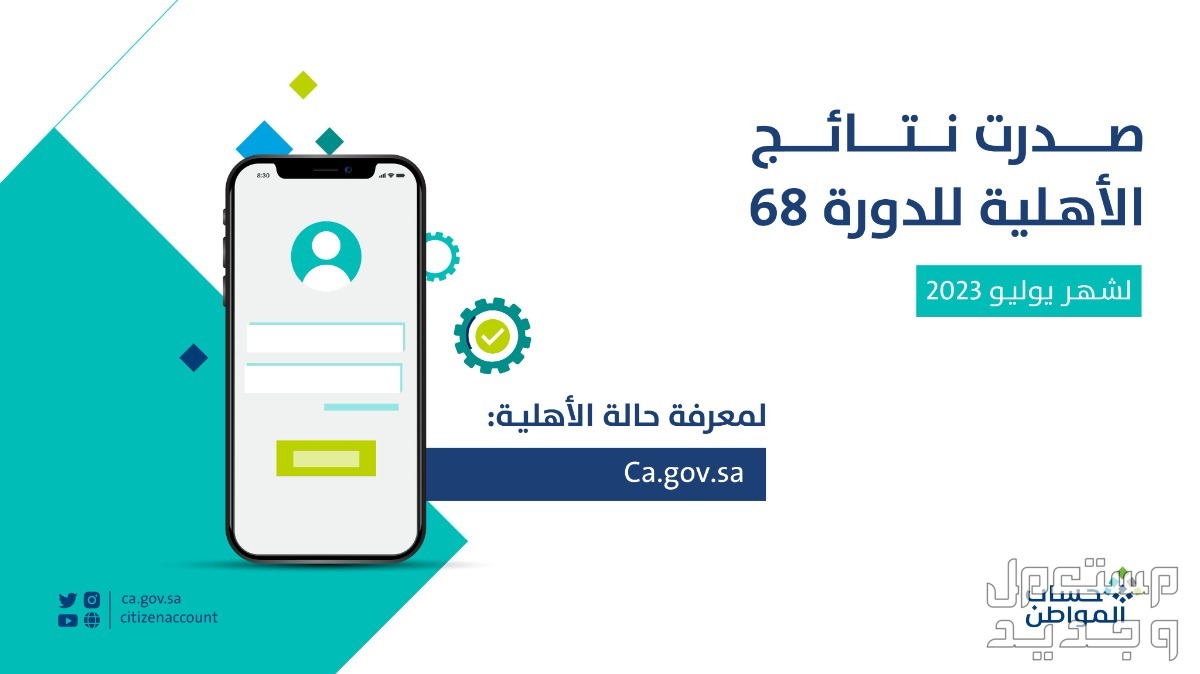 كيفية الاستعلام عن نتائج أهلية حساب المواطن الدفعة رقم 68 لشهر يوليو في السعودية الاستعلام عن نتائج أهلية حساب المواطن