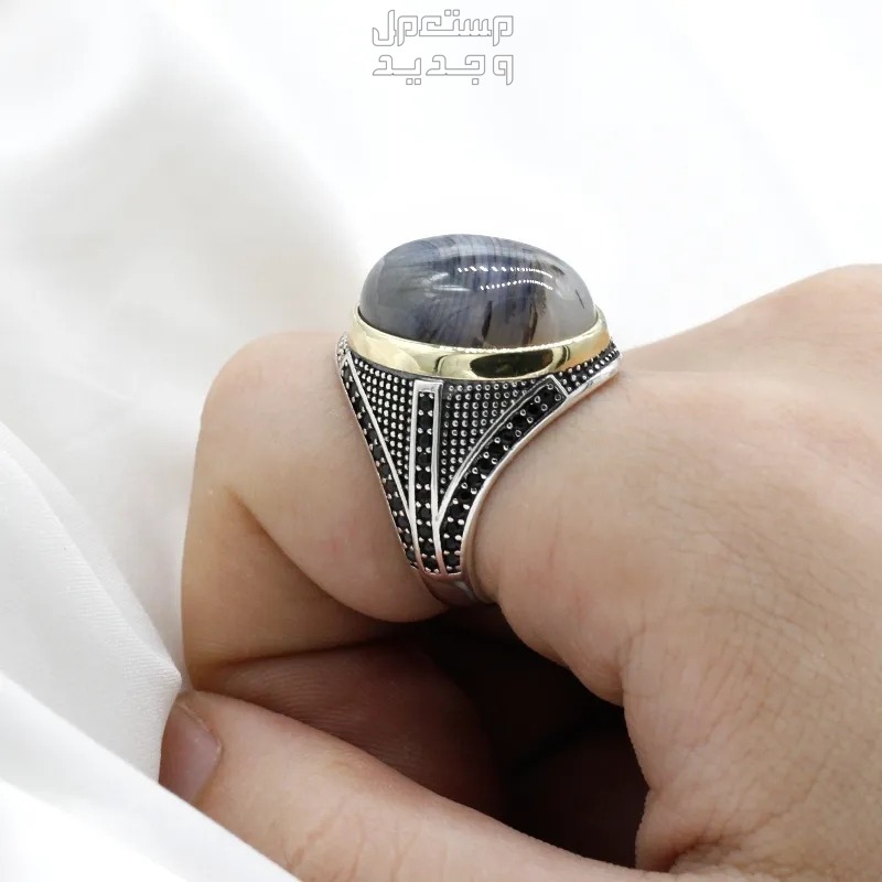 خاتم فضة مزين بحجر عقيق مصور  في جدة بسعر 450 ريال سعودي