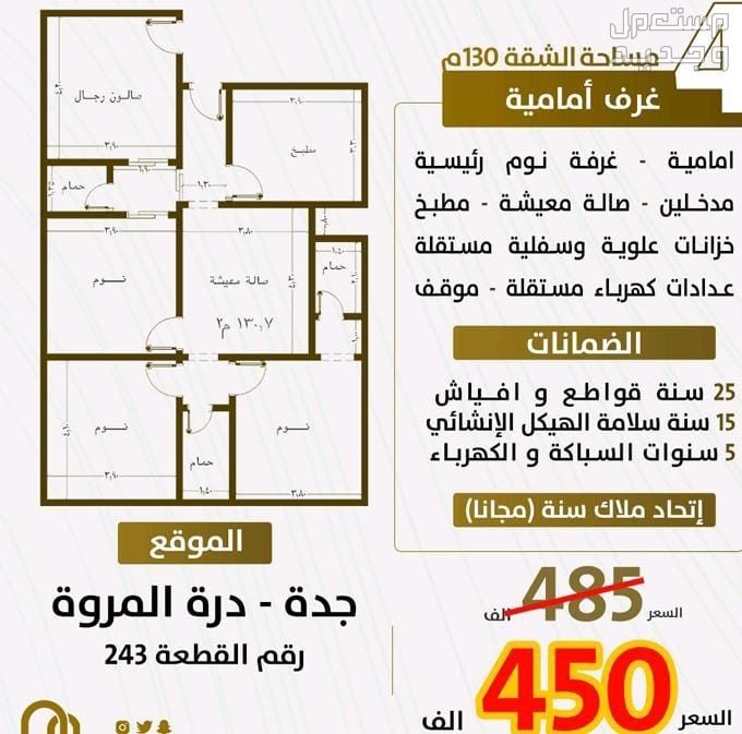 شقة للبيع في المروة - جدة بسعر 4500000 ريال سعودي