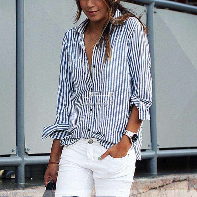 أنواع القمصان النسائية وطرق تنسيقها قميص بأكمام طويلة