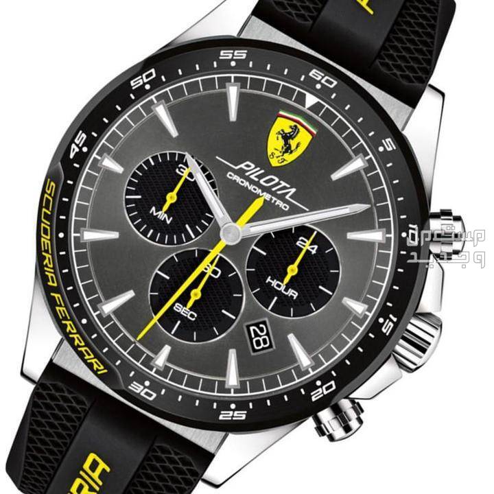 أفضل ساعات فيراري الرجالية لعام 2023 تفاصيل ساعة فيراري CHRONOGRAPH PILOTA WITH BLACK SILICONE WRIST STRAP