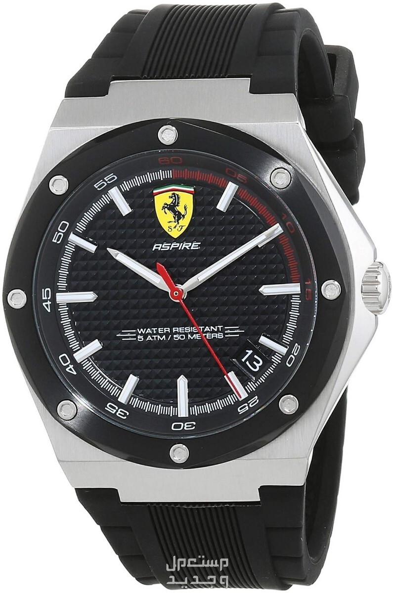 أفضل ساعات فيراري الرجالية لعام 2023 نفاصيل ساعة فيراري Aspire watch with skeleton dial and black leather strap
