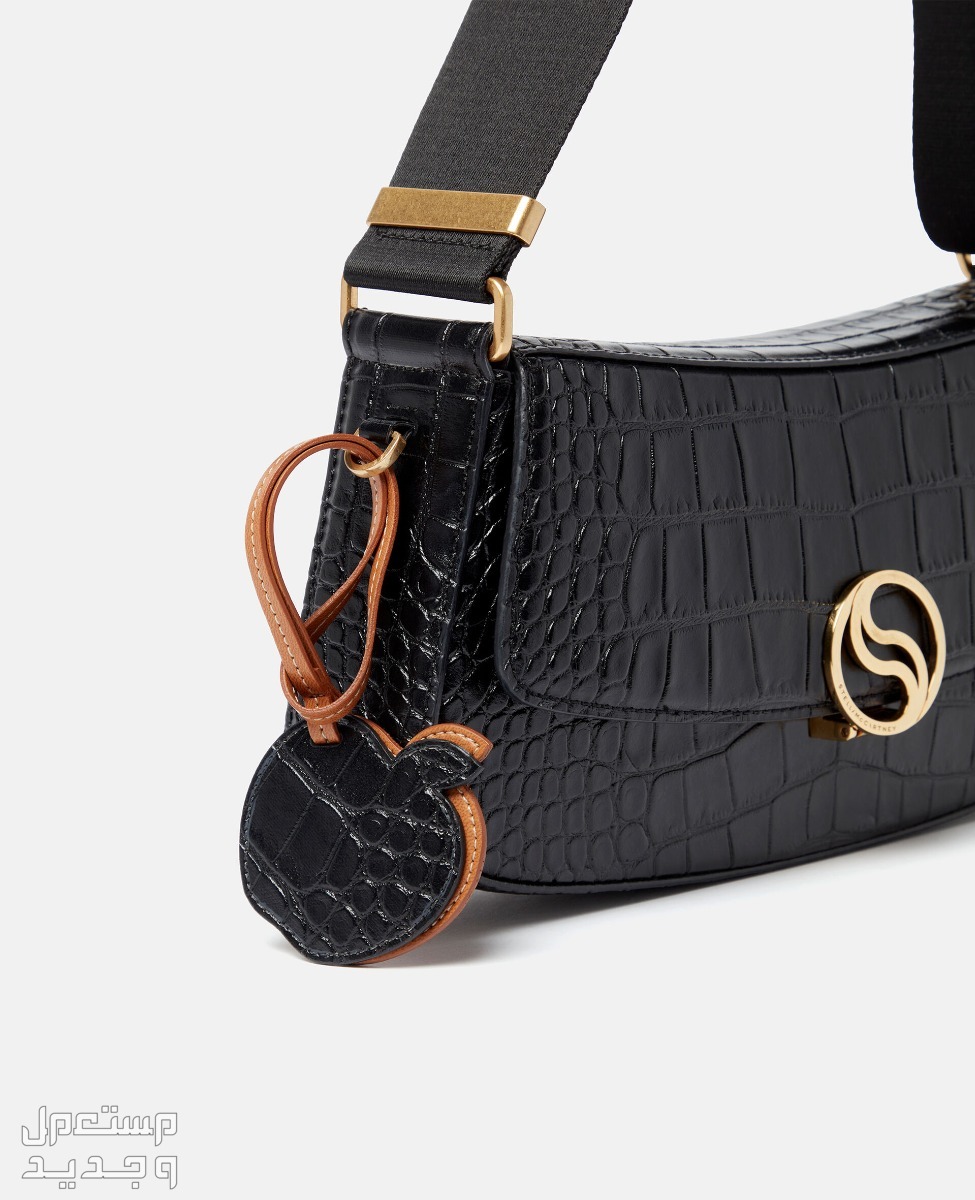 أحدث شنط ستيلا مكارتني تفاصيل شنطة S-Wave Croc-Effect Embossed Tote Bag