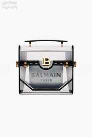 أفضل حقيبة شفافة لعام 2023 حقيبة شفافة من balmain b-buzz structured clear top handle bag