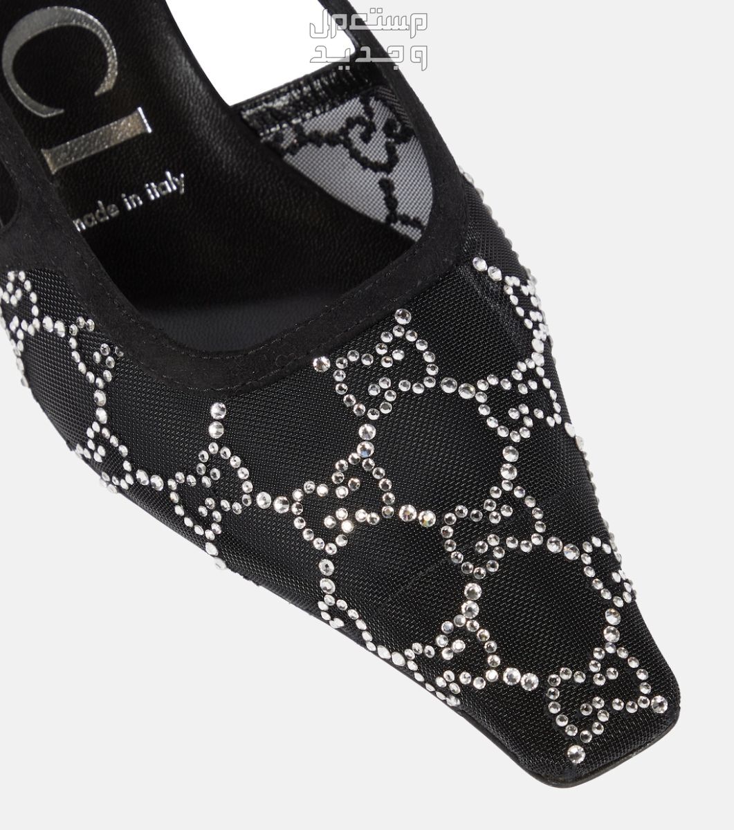 أفضل أنواع الأحذية بكعب قصير لإطلالة مريحة في السعودية تفاصيل حذاء بكعب قصير من Gucci Demi embellished slingback pumps