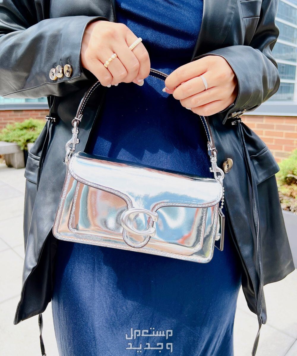 أفضل شنطة فضي نسائية لعام 2023 شنطة فضي من Coach tabby mirror metallic shoulder bag