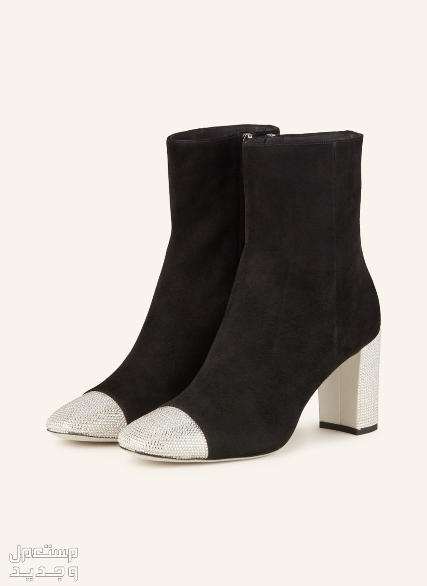 أفضل بوت نسائي شتوي باللون الأسود بوت نسائيRene caovilla 40mm rhinestone embellished suede boots باللون الفضي