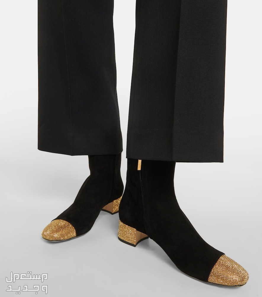 أفضل بوت نسائي شتوي باللون الأسود بوت نسائي شتوي من Rene caovilla 40mm rhinestone embellished suede boots