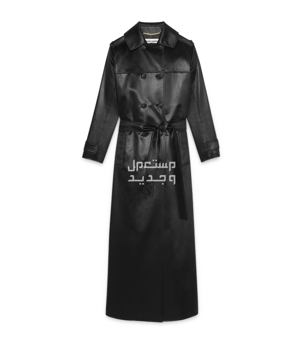 أفضل جاكيت جلد نسائي مناسب للشتاء 2023-2024 في السودان جاكيت جلد نسائي من saint Laurent long leather trench coat