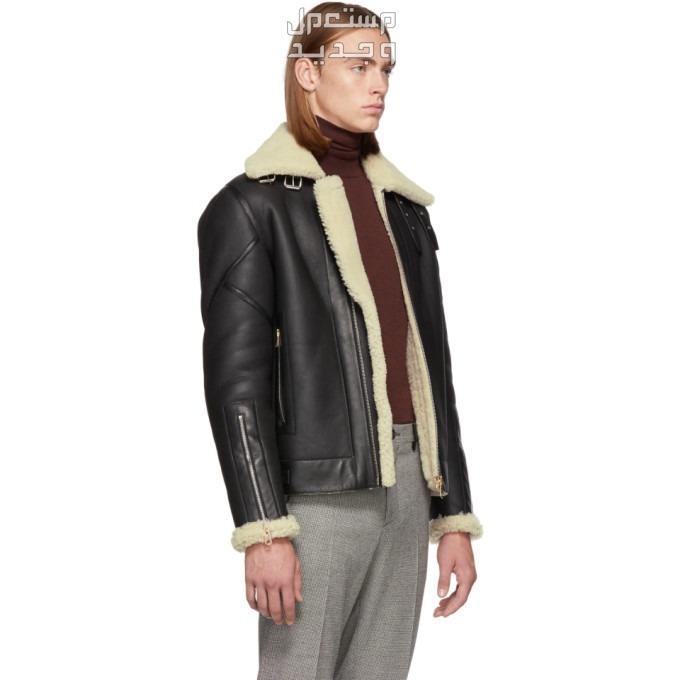 أفضل جاكيت جلد رجالي لعام 2025 جاكيت جلد رجالي من Paul smith shearling trim sheepskin leather jacket