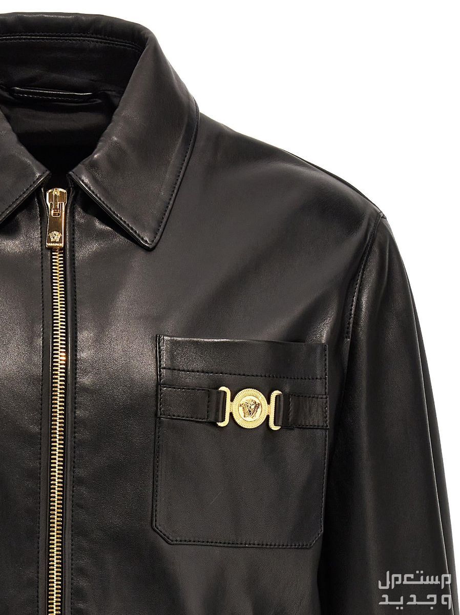 أفضل جاكيت جلد رجالي لعام 2025 جاكيت جلد رجالي من Versace medusa logo plague leather jacket