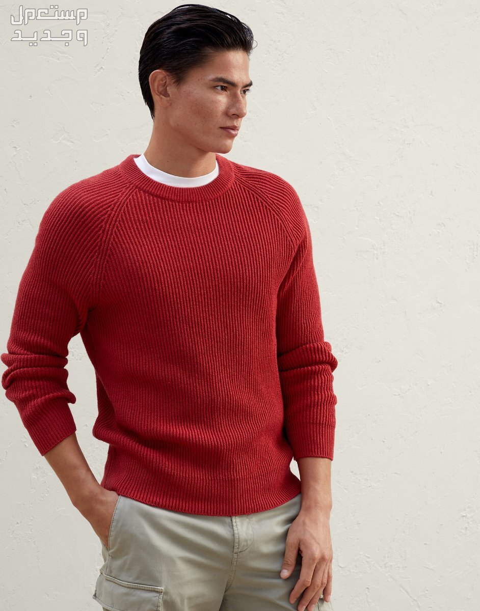 أفضل بلوفر رجالي شتوي لعام 2023 بلوفر رجالي شتوي من Brunello cucinelli cotton sweater  باللون الأحمر