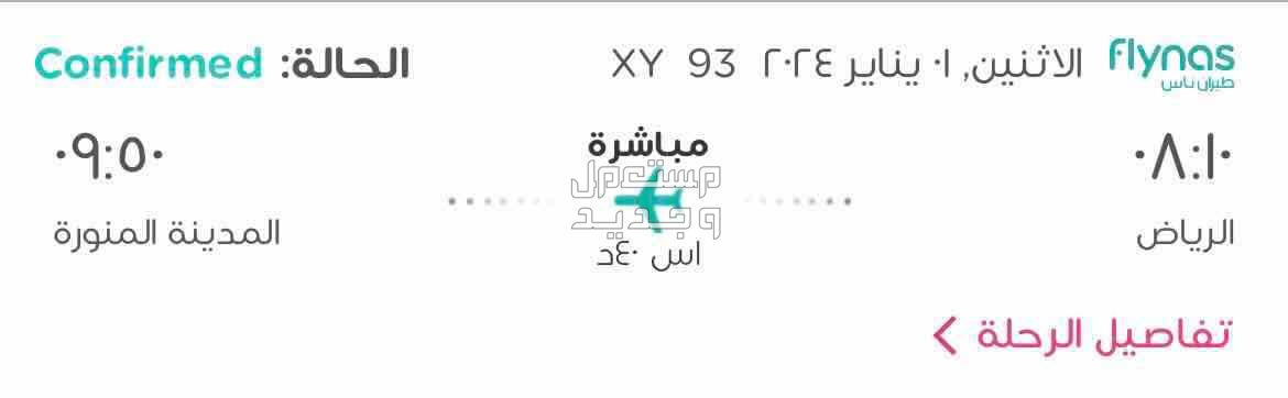 تذكرة طيران ناس من الرياض للمدينة غداً الاثنين مغادرة س 8:10 ص وصول 9:50 ص