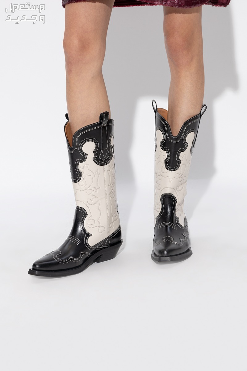 أحدث موديلات موضة أحذية بوت في شتاء 2024(صور) حذاء Ganni leather cowboy boots