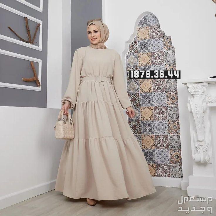 فساتين أنيقة للمحجبات في رمضان 2024 فستان فاتح محجبات