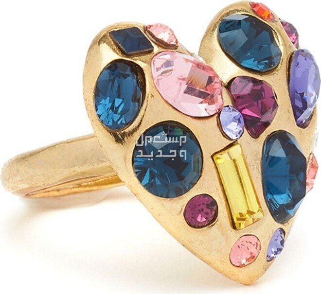 أفضل هدايا المجوهرات لعيد الحب 2024 خاتم Oscar de la renta gemstone heart ring metal