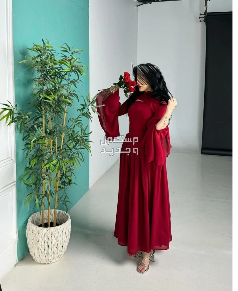 أحدث أشكال فساتين العيد بألوان وتصاميم حديثة 2024 في السعودية فستان أحمر