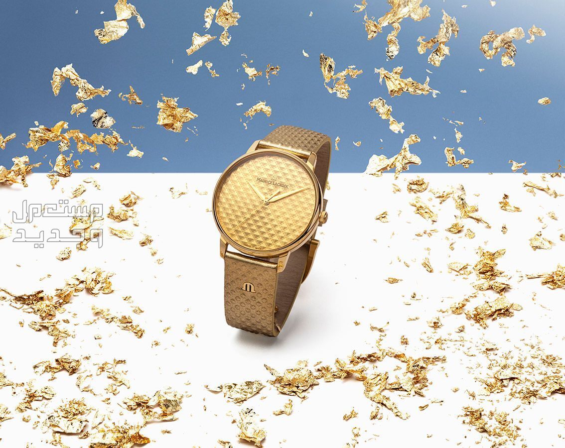 أنواع ساعات يد ذهب نسائية واسعارها في السعودية ساعة Maurice Lacroix Eliros Sunshine Special Edition Gold Dial Gold Leather Stra