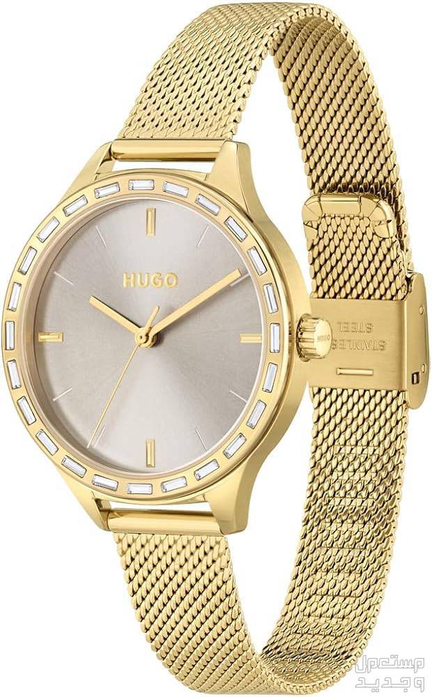 أنواع ساعات يد ذهب نسائية واسعارها تفاصيل ساعة HUGO Women’s #flash - Grey Dial - Gold Mesh Bracelet 1540116