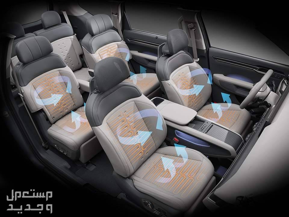 صور كيا EV9 2024 بجودة عالية من الداخل والخارج والألوان المتوفرة تدفئة وتبريد المقاعد