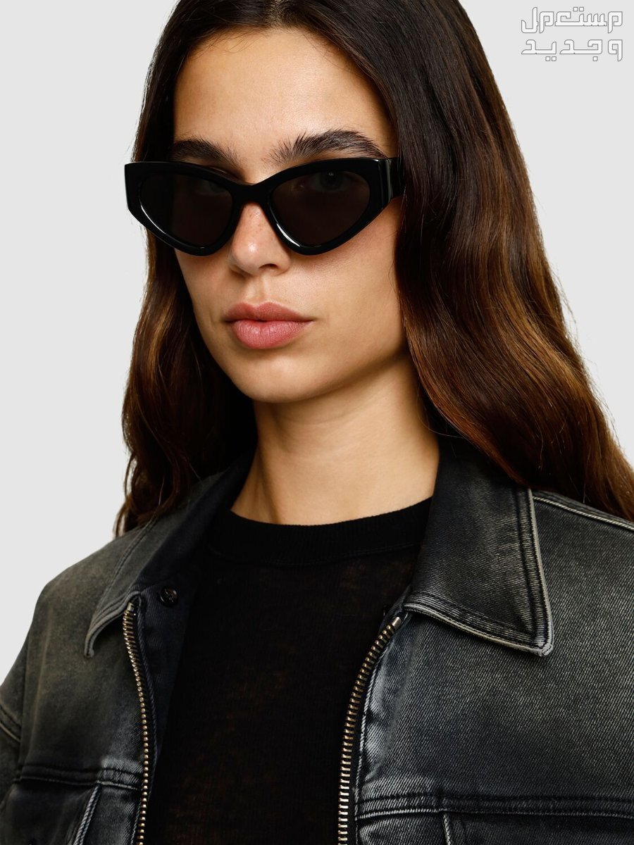 أنواع النظارات الشمسية الأصلية واسعارها نظارة  DELARGE shapes cat eye acetate sunglasses باللون الأسود