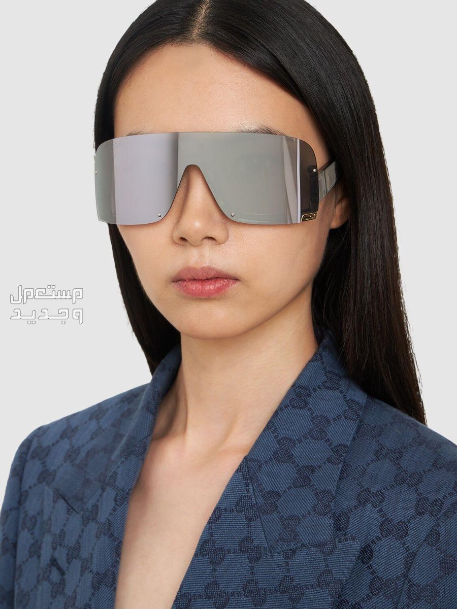 أنواع النظارات الشمسية الأصلية واسعارها نظارةGucci mask frame acetate sunglasses  باللون الفضي