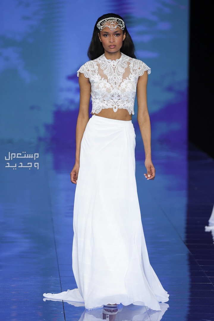 صور موديلات فساتين مطرزة فخمة زفاف 2024 في البحرين فستان قطعتين