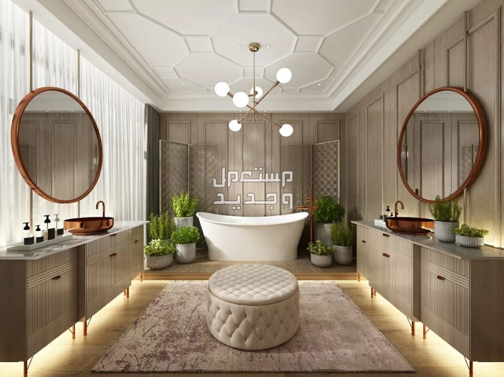 احدث ديكورات حمامات صغيرة المساحة في قطر العناصر الطبيعية في تزين الحمامات