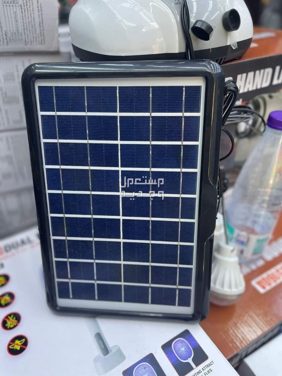📢مروحة تعمل بالطاقة الشمسية تخزين 6ساعات-مخرج USB- لمبة عدد 2- سولار 5w👌✅