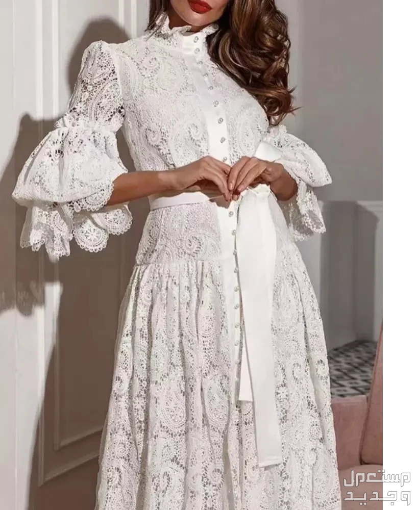 أنواع فساتين الدانتيل بالصور .. وطريقة تنسيقها في البحرين فستان دانتيل أبيض